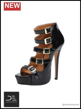 Gladiator Platform Sandals Stiletto High Heel 6.3 Inch PU Ankle Boots